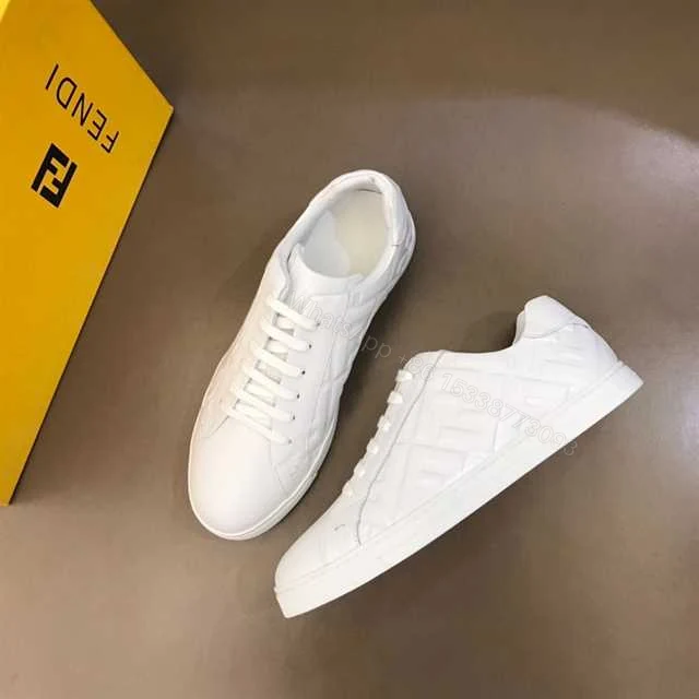 View 5 of FENDI WHITE NAPPA LEATHER LOW TOP SNEAKERS – FD09