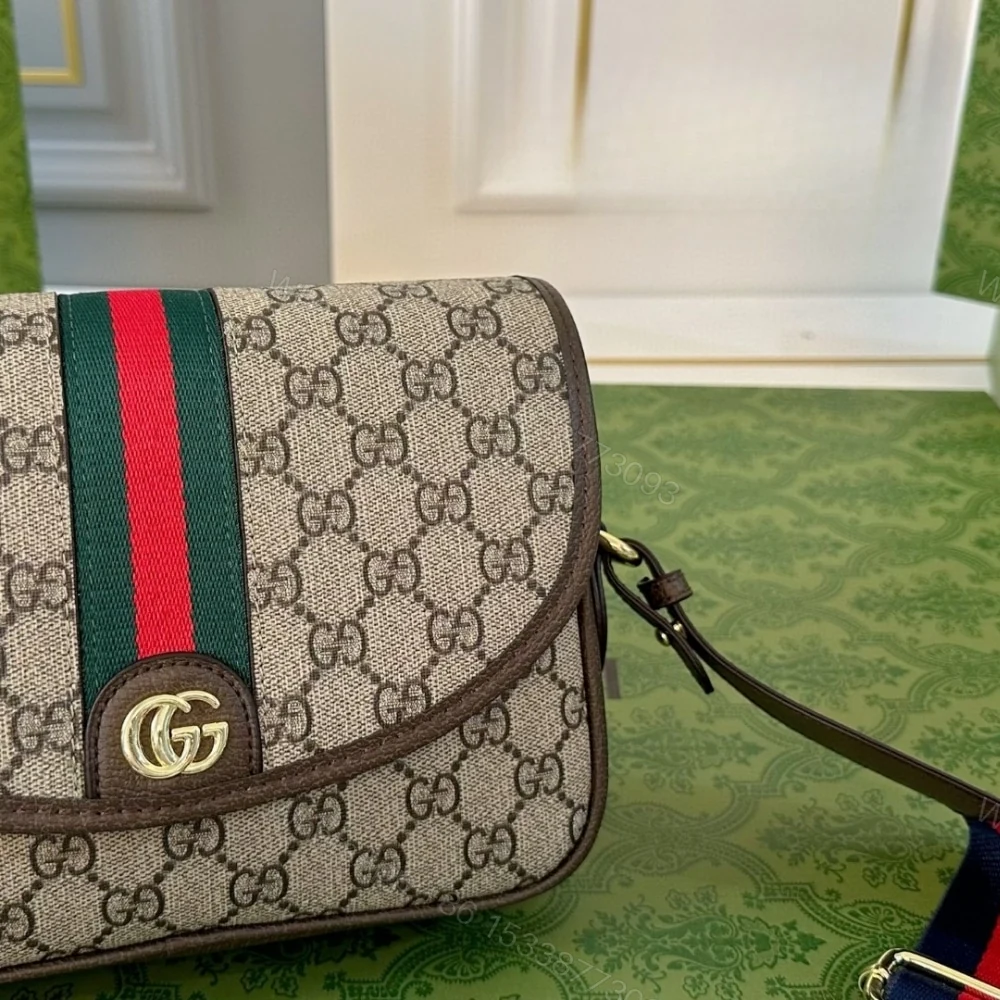 View 8 of GUCCI OPHIDIA SMALL SHOULDER BAG BEIGE AND DARK BROWN 23CM 722117 FAAX3 9789