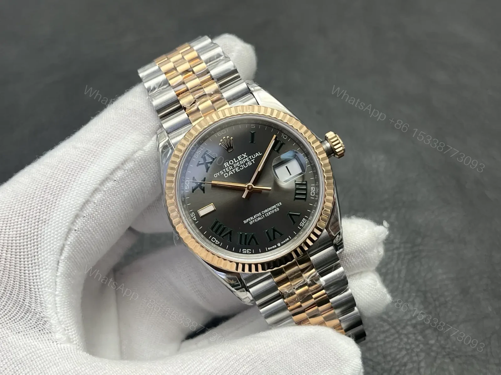Rolex Datejust 31 Stainless Steel Rose Gold Fluted Grey Roman Jubilee 278271-0030 — view 1