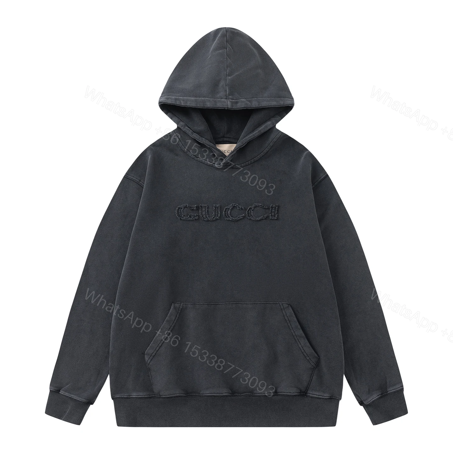 Gucci高仿連帽帽T男士款 簡約立體字母刺繡設計感單品 — view 1