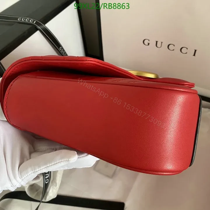 View 20 of Small Gucci GG Marmont Chain Bag in White Chevron Leather 987654