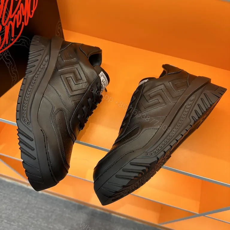 View 7 of Black Leather Sneaker â€“ Versace, Premium City Style Sneakers