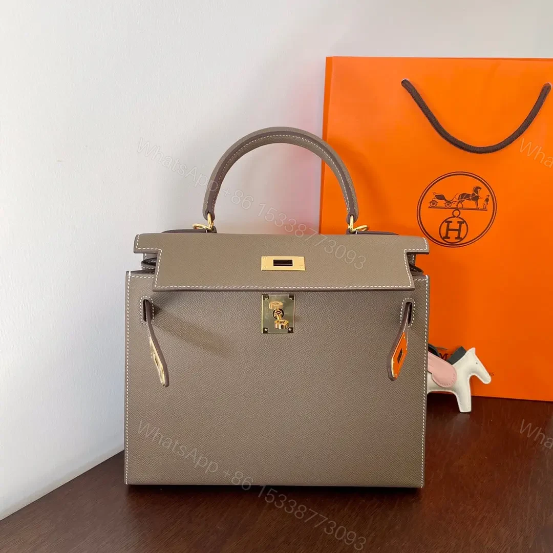 View 5 of HN 28CM ETAIN EPSOM LEATHER GOLD HARDWARE