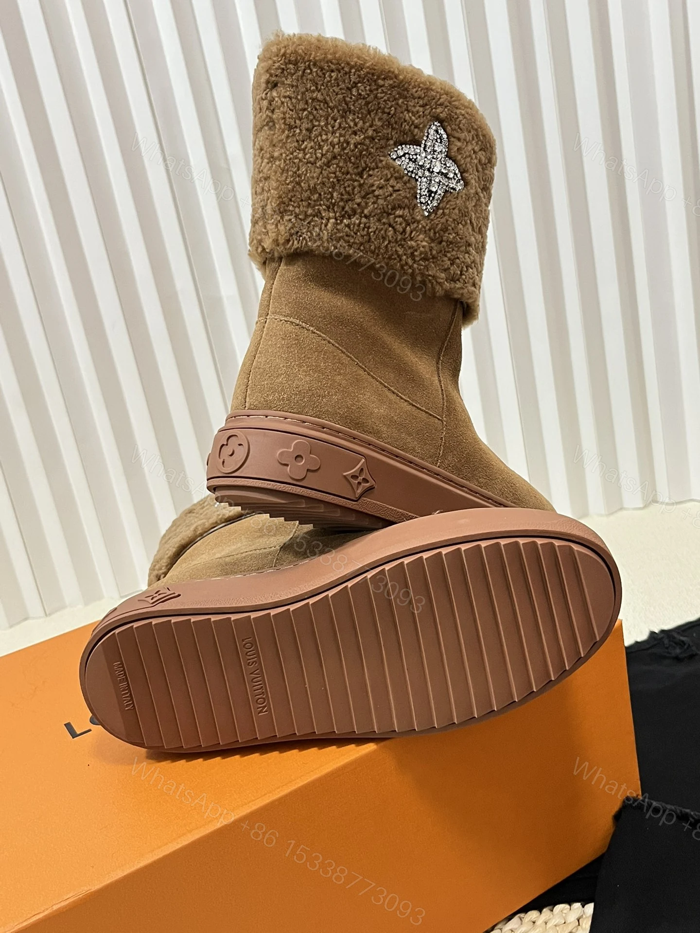 View 8 of LOUIS VUITTON ANKLE BOOT STUDDED WITH DIAMONDS BROWN