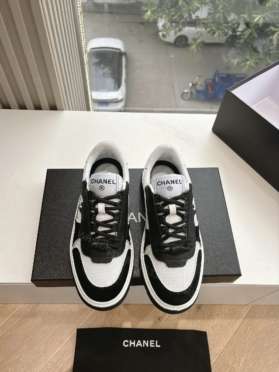View 9 of Monochrome Knit Sneakers: Luxe Comfort, Bold Contrast