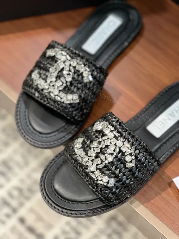 View 6 of Chanel-Inspired Embellished Slide Sandals: Luxe Comfort
