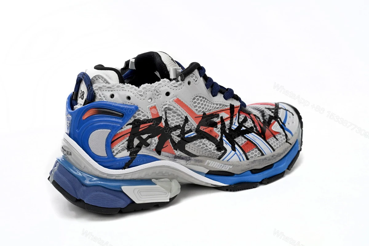 View 8 of Balenciaga Runner White And Blue Printing 677402 W3RB6 1264