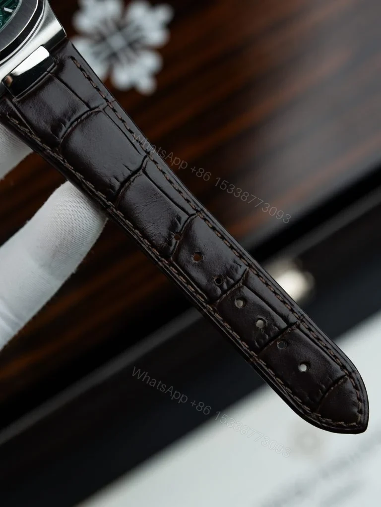 View 9 of Replica Patek Philippe Nautilus Grey Dial Leather Strap 40mm