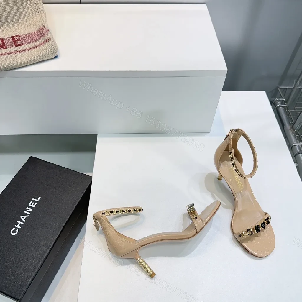 View 9 of Nude Patent Heels with Crystal Ankle-Strap Embellishments