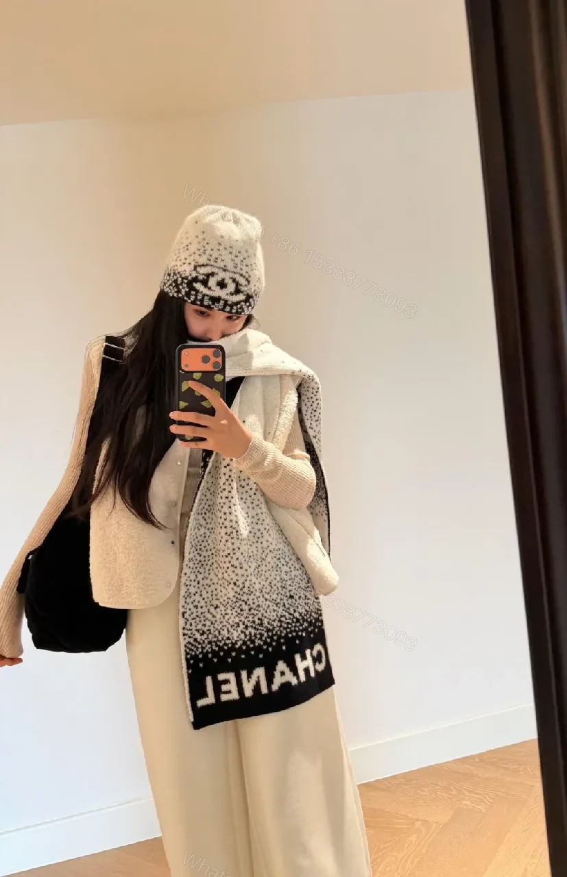 View 9 of Monochrome Luxe Knit Scarf & Beanie Set - Premium Winter