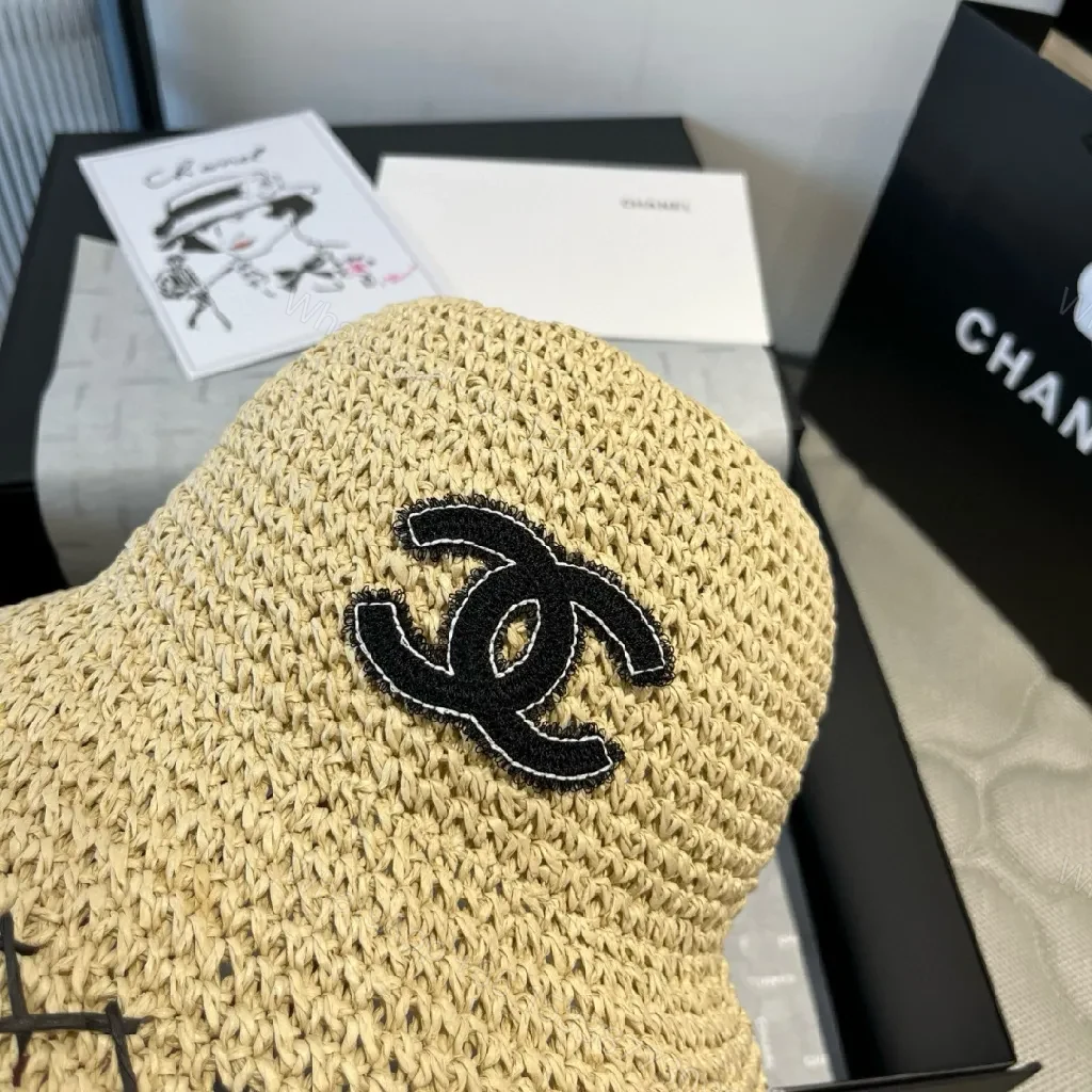 View 3 of Straw-Woven Hat: Couture Sun-Stapled Chanel-Style Brim