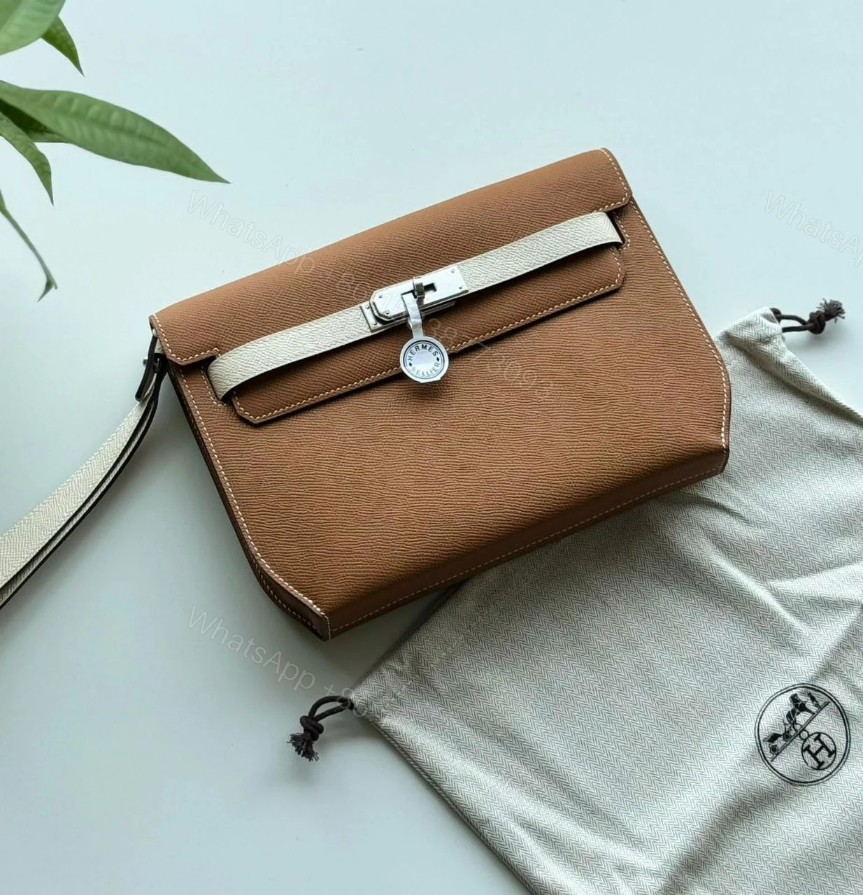 View 5 of Hermes Kelly Depeches 25 Pouch in Bordeaux Epsom Calfskin