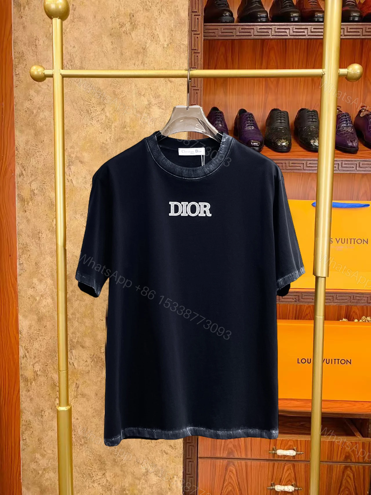 Dior A貨短袖T恤 做舊拼接邊設計字母款潮流款 — view 1