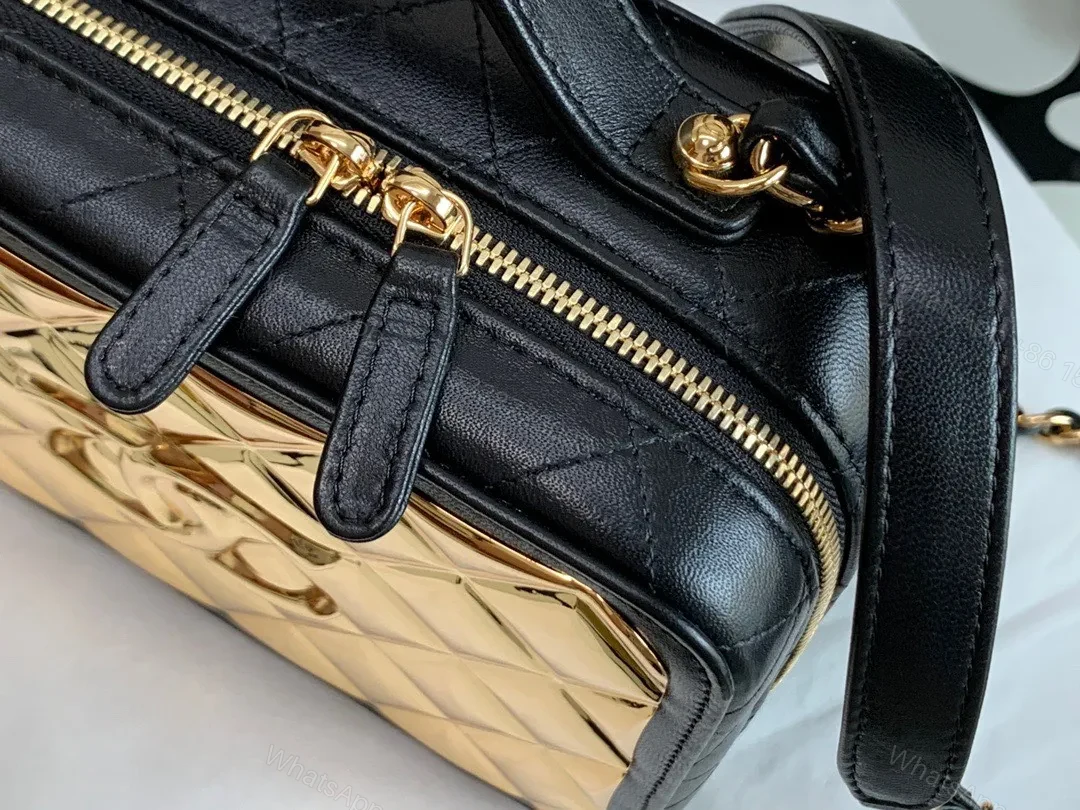 View 3 of Chanel Vanity Case Black Yellow Replica 1:1 Box Form Handbags 19cm