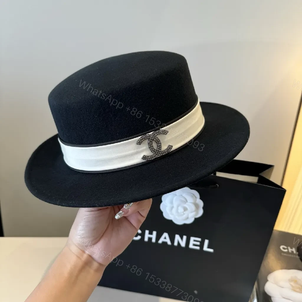 View 6 of Black Felt Fedora with White Satin Band – Designer-Inspired Fedora