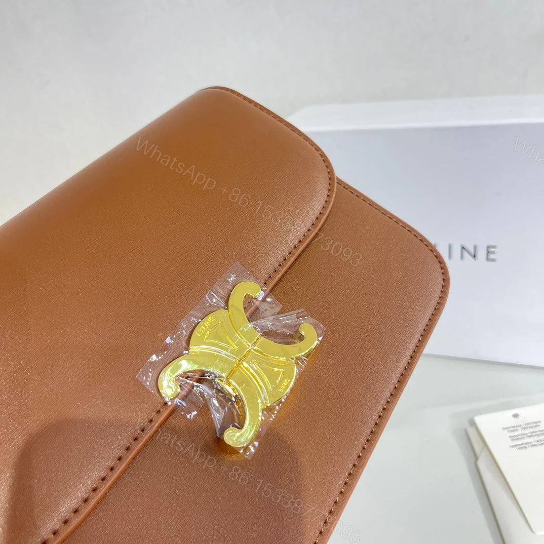 View 6 of CELINE TEEN TRIOMPHE BAG IN SHINY CALFSKIN BROWN 18CM