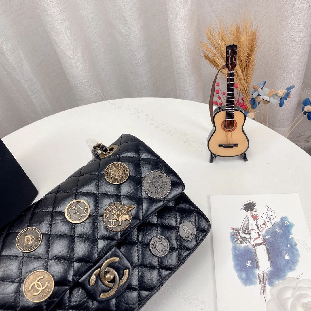 View 3 of Chanel Coin Medallion Flap Bag Quilted Aged Calfskin Medium
