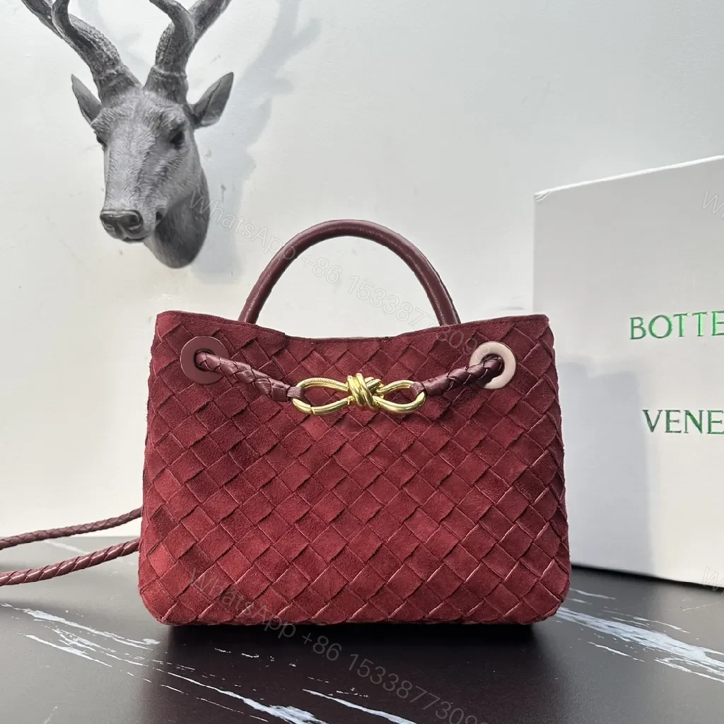 Textured Burgundy Weave Everyday Mini Bag with Gold Hardware — view 1
