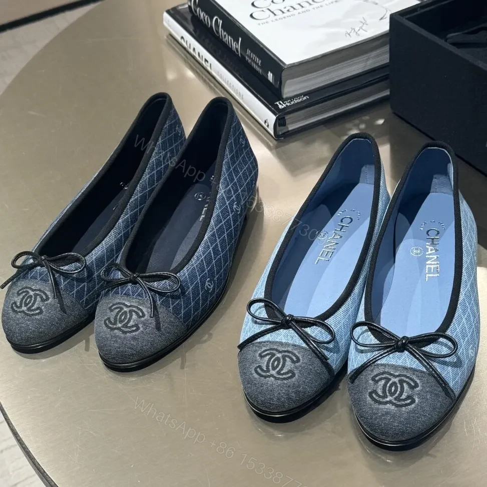 View 7 of Denim-Texture Ballet Flats: Subtle Luxury, Everyday Comfort