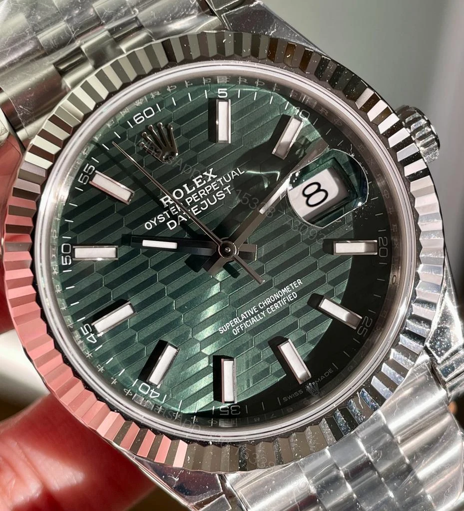 View 3 of VSF Factory 1:1 Rolex Datejust 41mm 126334 904L SS Fluted Bezel Patterned Green MOTIF Dial VS3235
