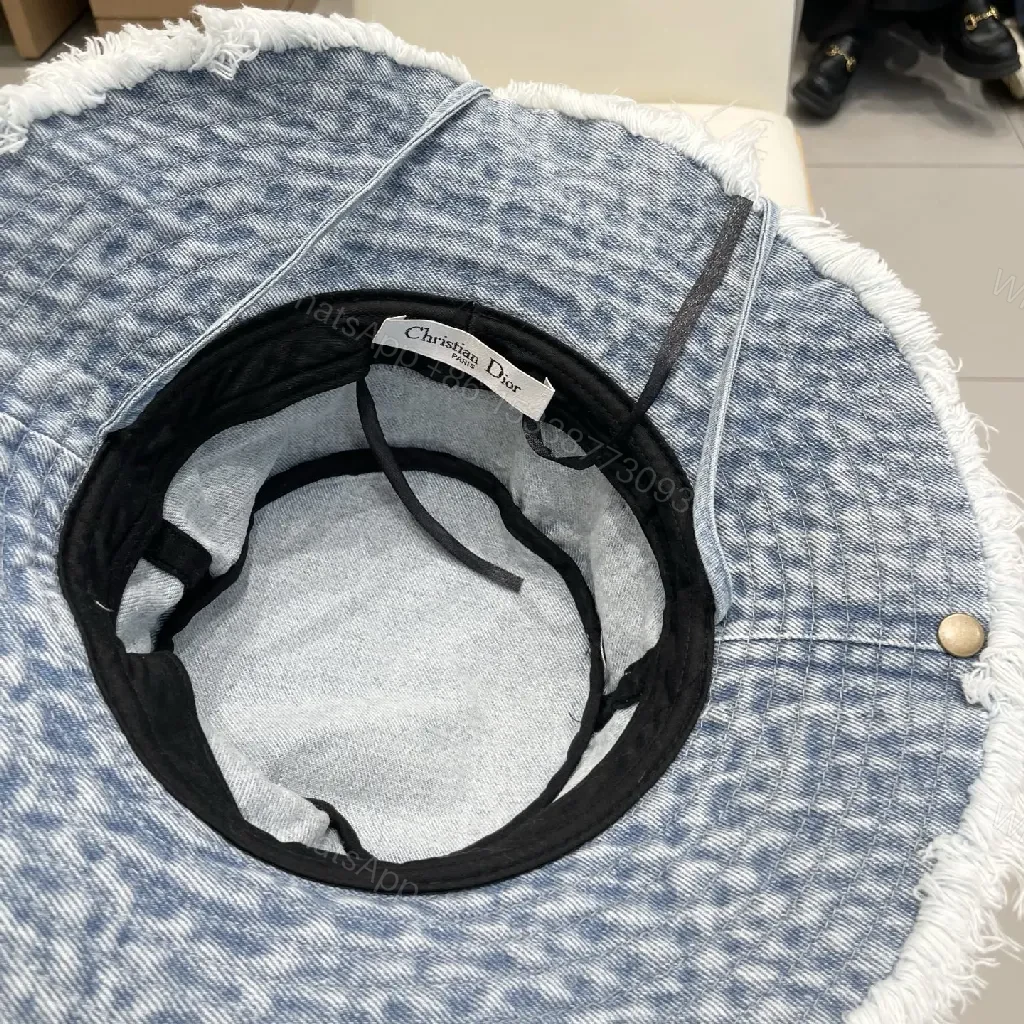 View 8 of Denim Bucket Hat with Frayed Edge, High-Style Accent