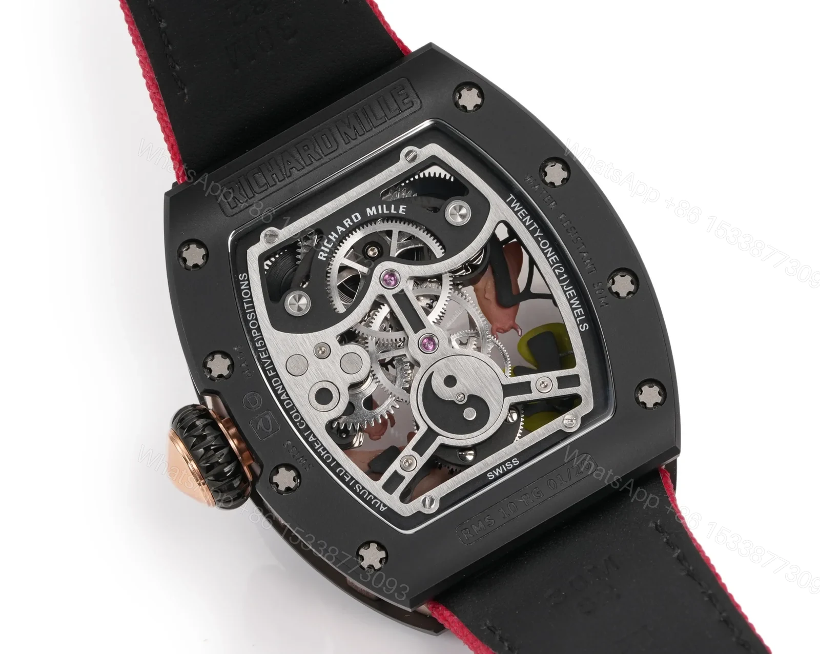 View 7 of Richard Mille RM S10 Koi Tourbillon Watch Red Gold Diamond Koi Oriental Art Skeleton Dial Mechanical Luxury TimepieceRM-S10-KOI-DGT-LUX