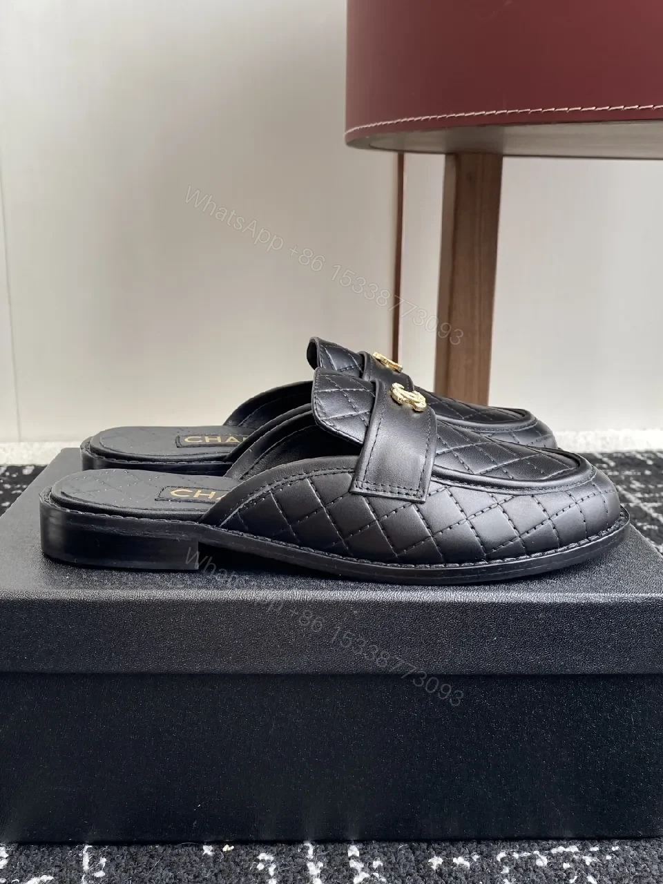View 4 of Textured Quilted Leather Mules - Quiet Luxury Slip-Ons