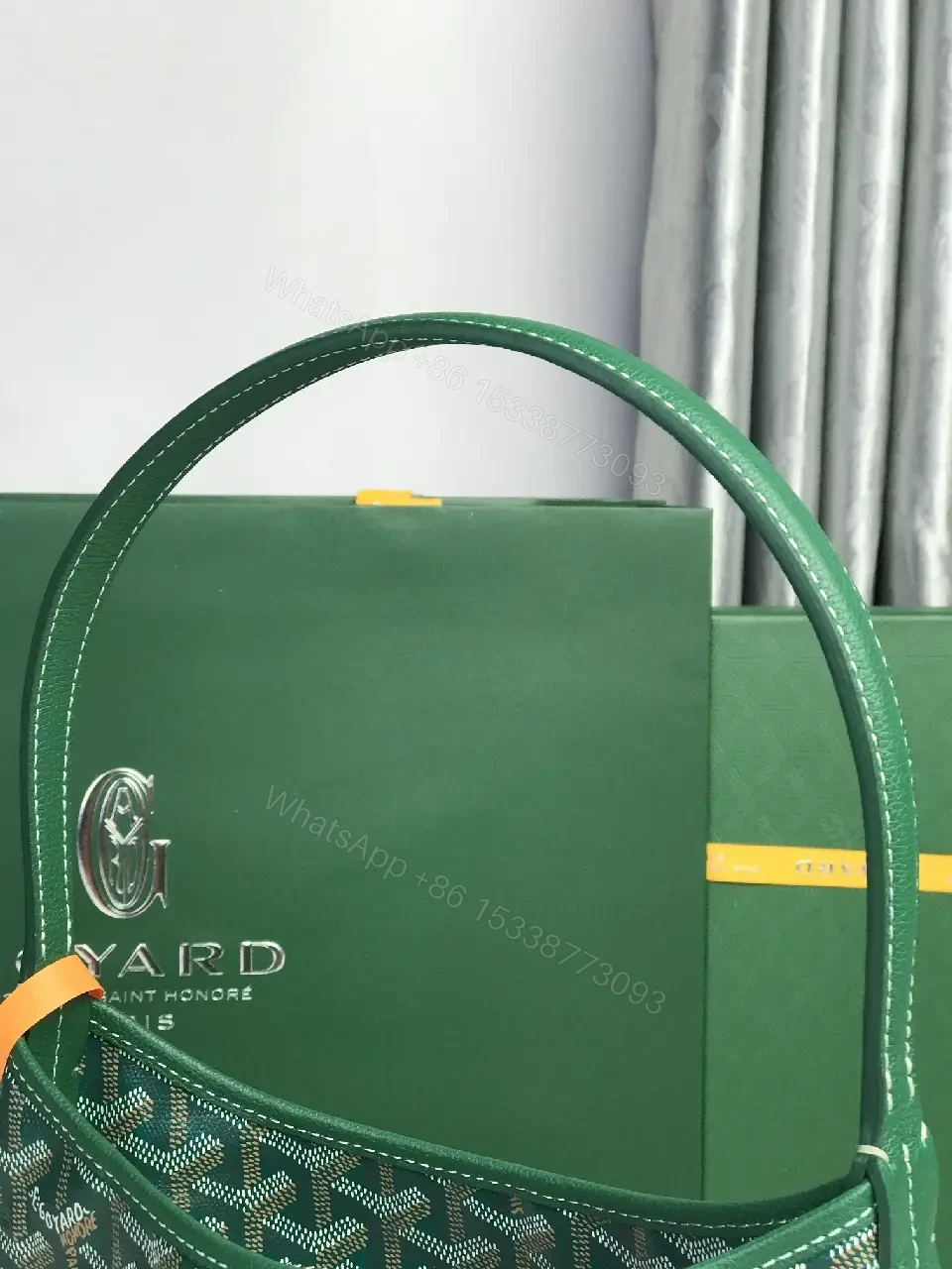 View 4 of Structured Monogram Tote: Green, Coated Canvas, Modern, Durable, Handbag