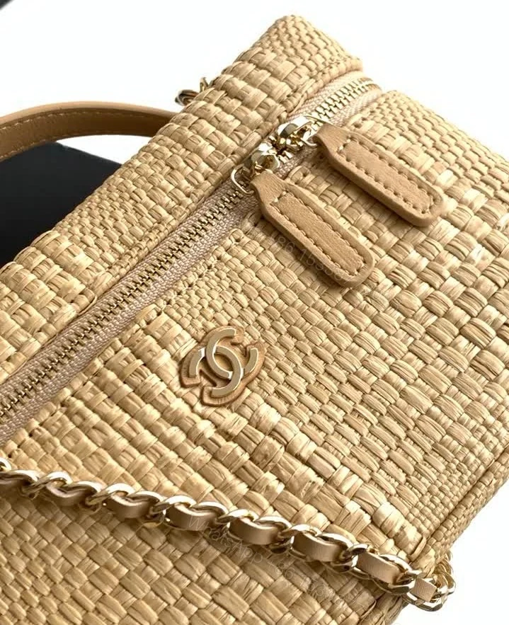 View 6 of Chanel Replica Braided Raffia Vanity Case 4385