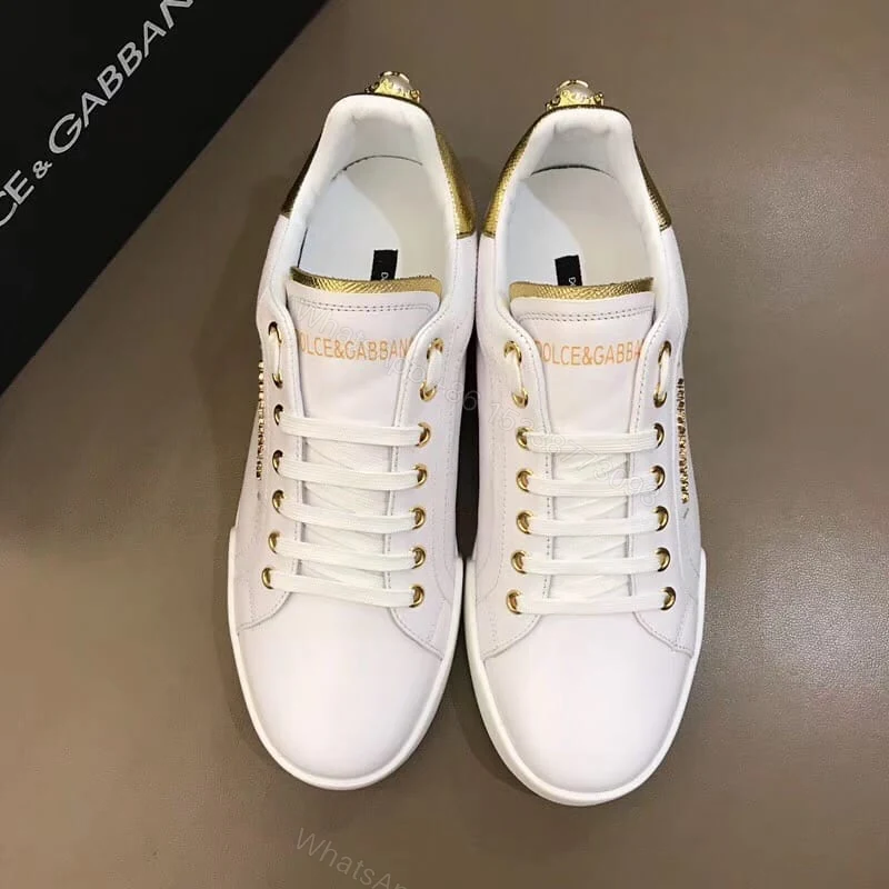 View 4 of DOLCE & GABBANA SNEAKERS PORTFINO IN BLACK LEATHER WITH PERLA LOGATA – DG20