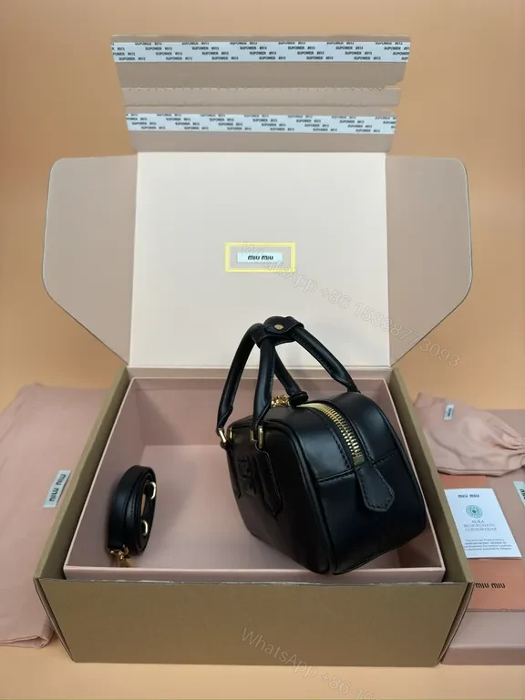 View 8 of Structured Black Leather Satchel â€” Modern, All-Day Chic, Miu Miu Inspired