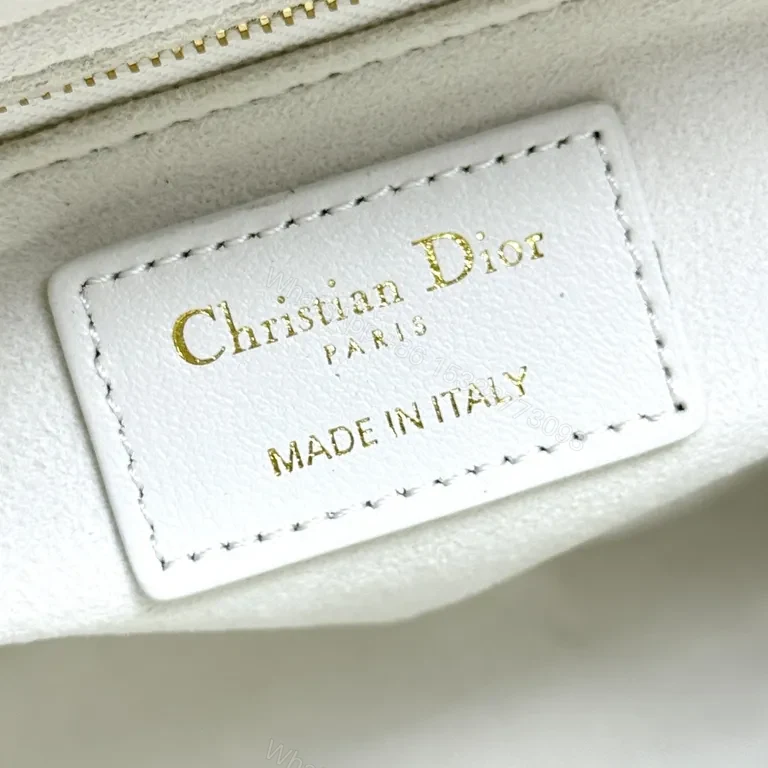 View 3 of White Leather Structured Tote: Dior-Embossed, Compact Luxury Tote