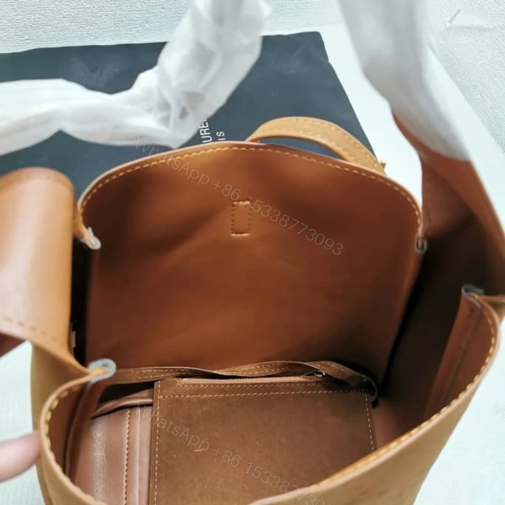 View 7 of Saint Laurent Le 5 À 7 Supple In Suede Golden Brown 24Cm