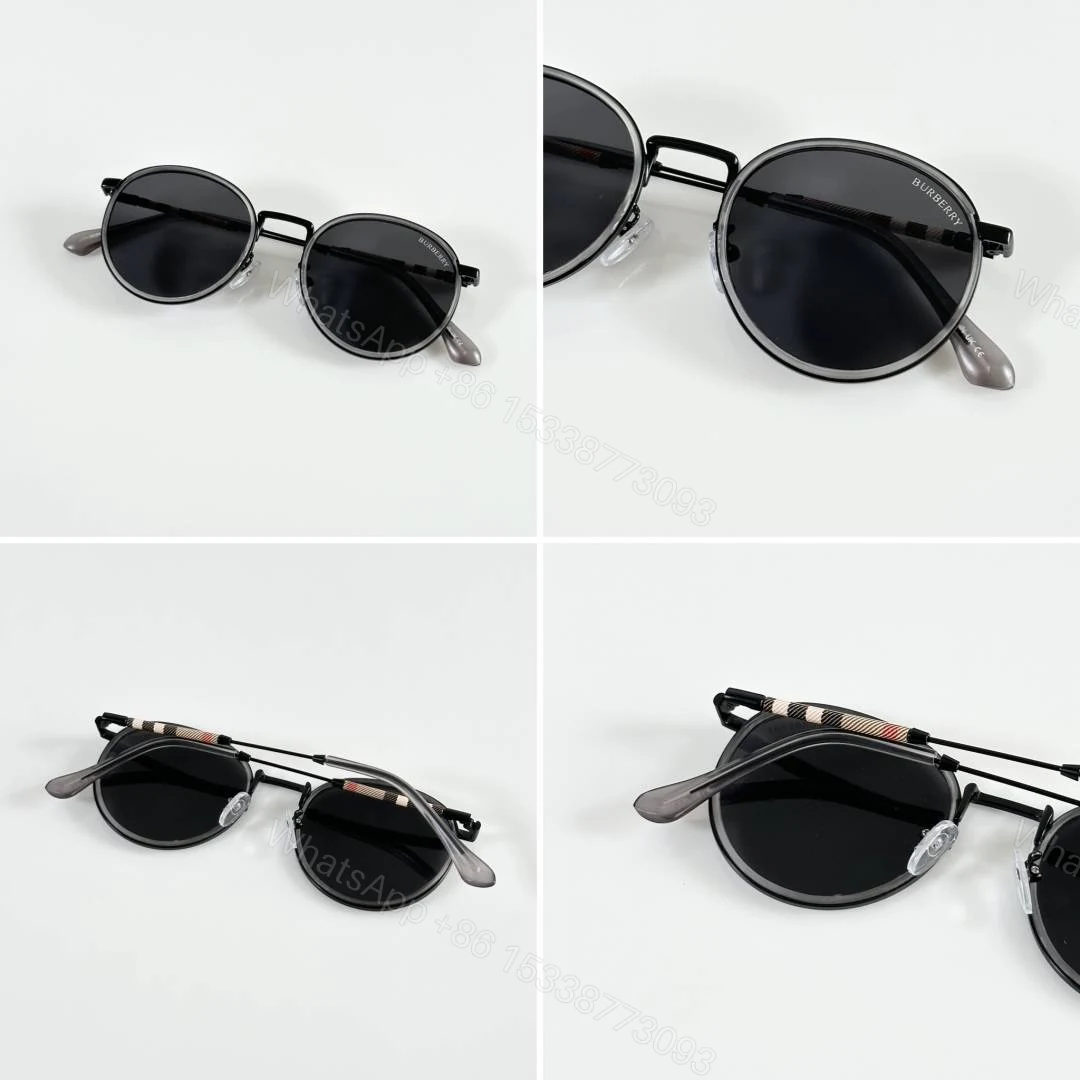 View 2 of First Copy Burberry Black Round Unisex Sunglasses UV Protection Premium Quality