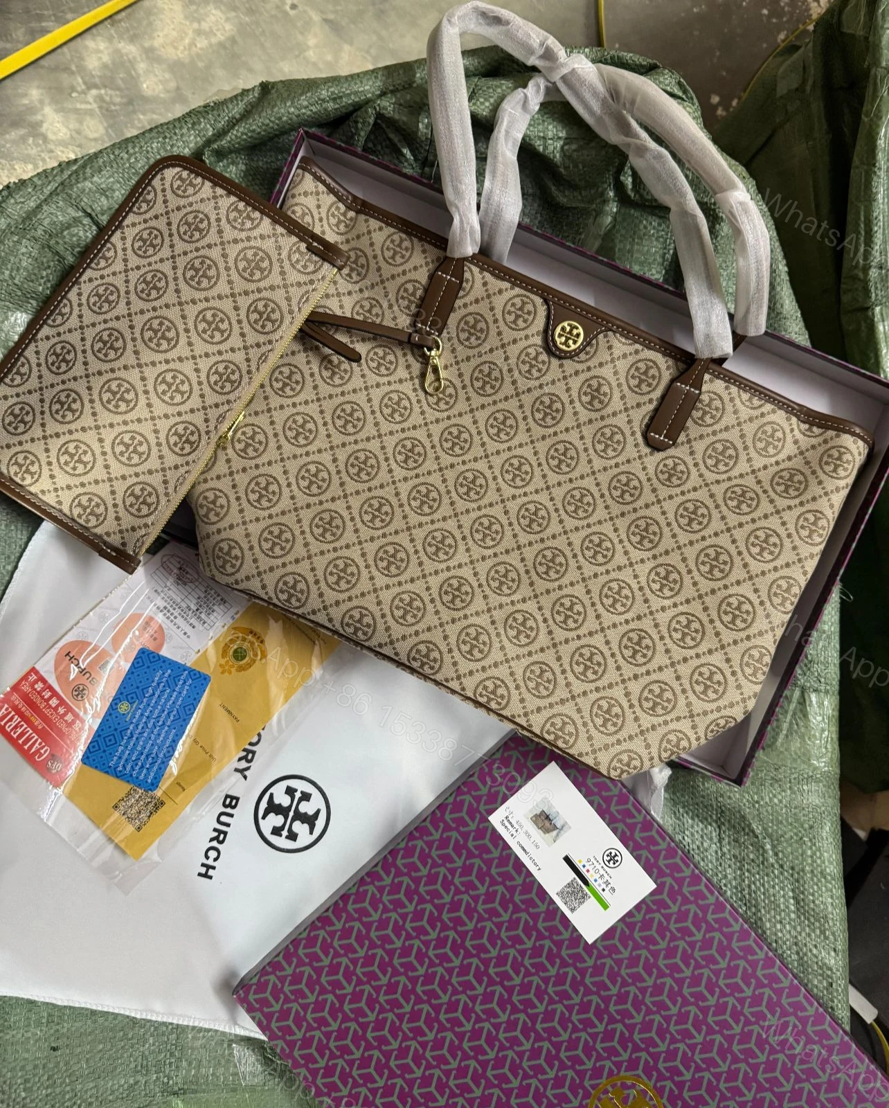 View 4 of FIRST COPY Tory Burch T Monogram Large Zip Tote Bag