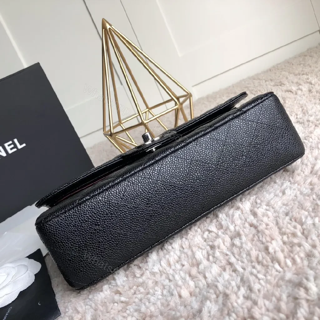 View 5 of Quilted Black Flap Bag with Silver Turn-Lock – Luxury Style