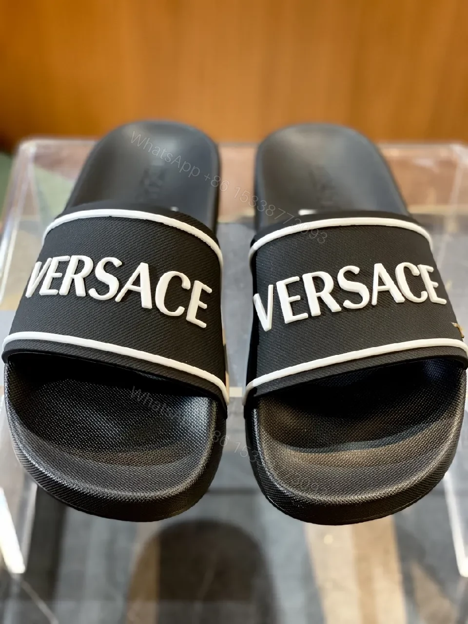 View 3 of Bold Black + EVA Slide Sandals + Open-Toe Luxe + Signature Branding Comfort + Sandals