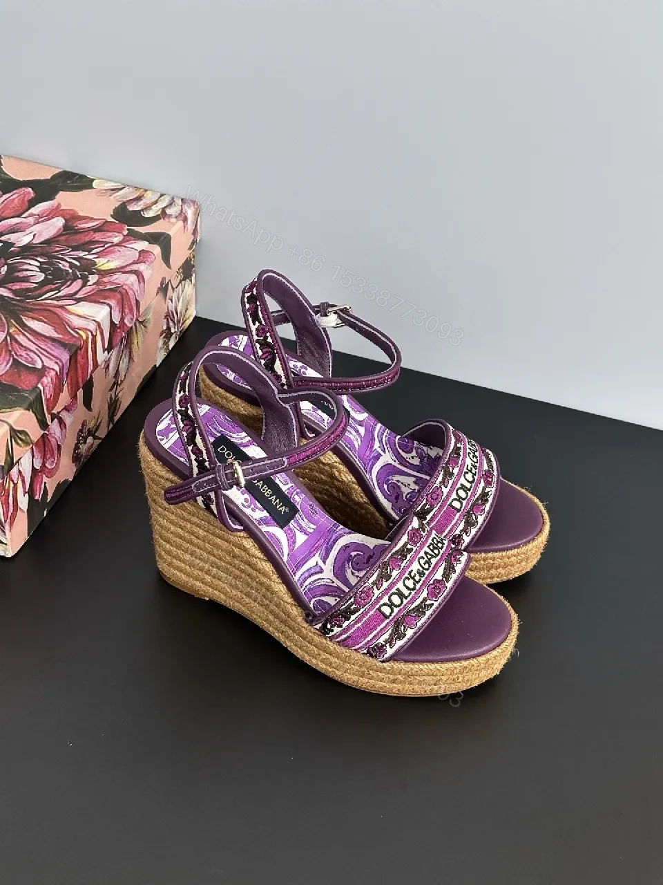 View 5 of Purple Embroidered Espadrille Wedge Sandals - Luxe Comfort