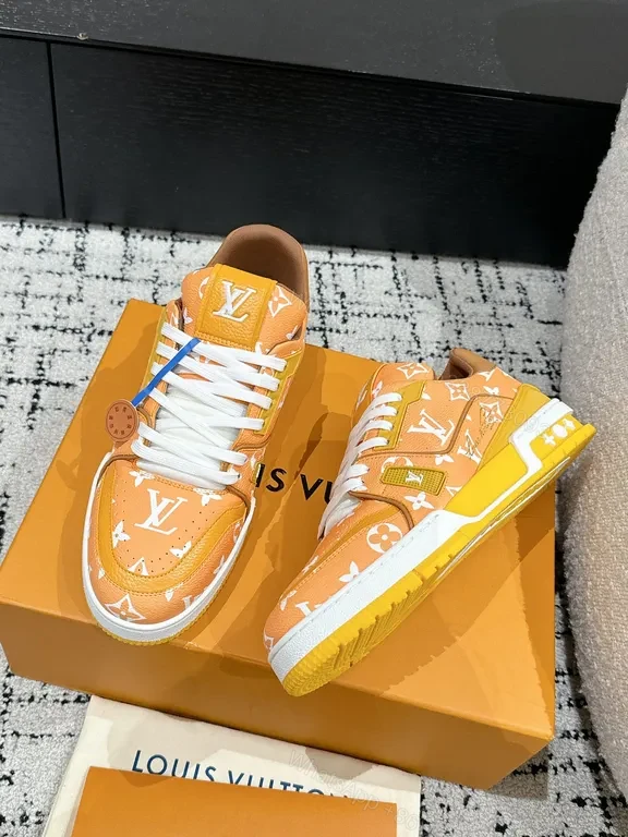 View 5 of Vibrant LV-Inspired Monogram Low-Top Sneakers
