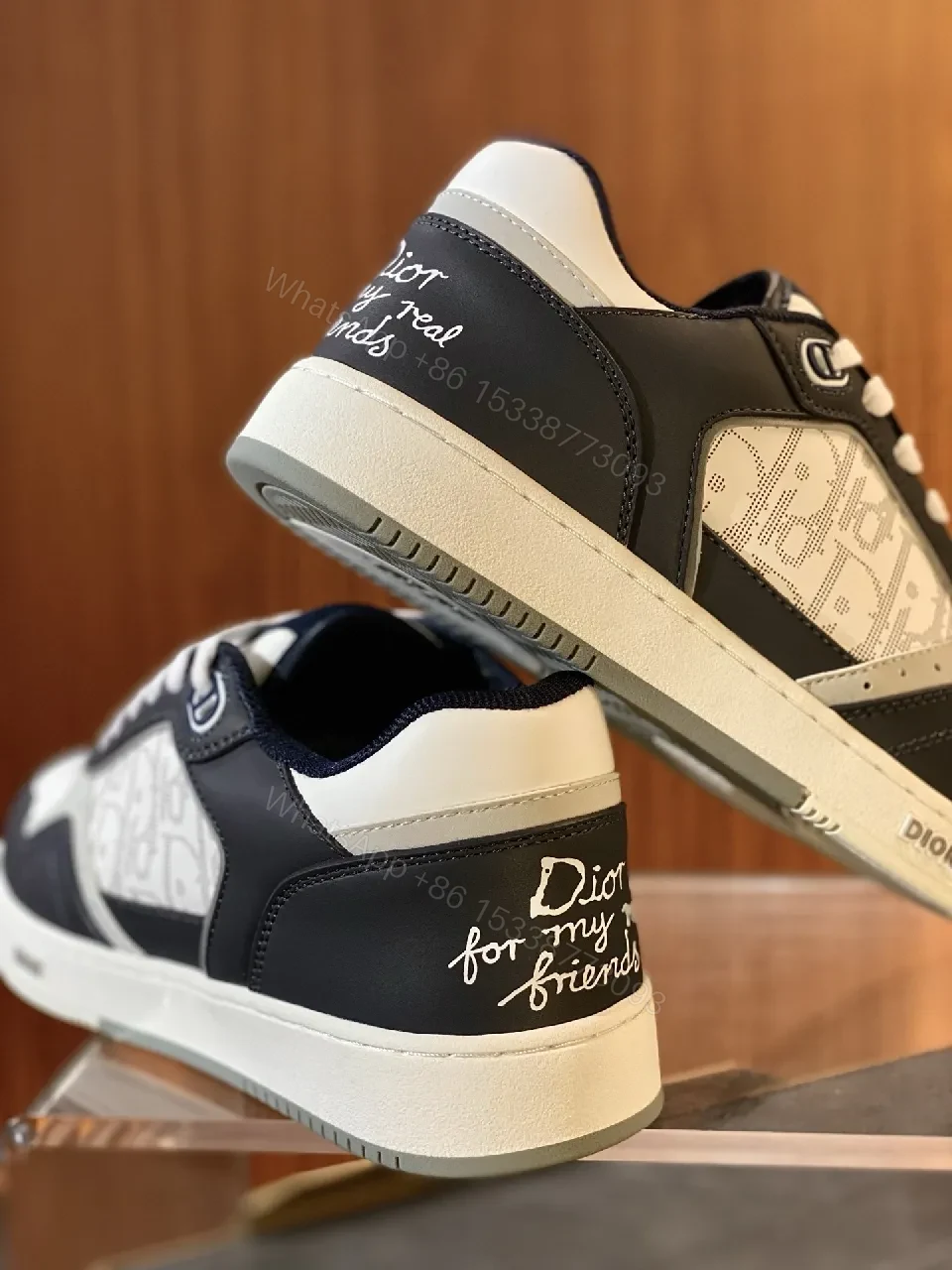 View 6 of Satin-White Leather Sneakers: Contrast Panels, Premium Craftsmanship