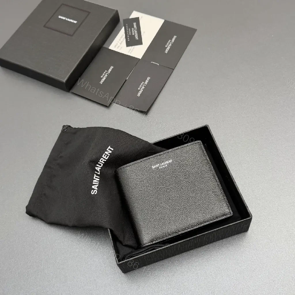 View 5 of Compact Black Pebble Leather Wallet: Minimal Luxury Style