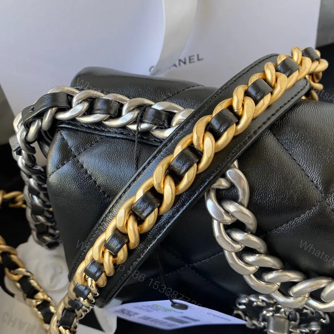 View 2 of CHANEL CC MEDIUM 26 FLAP BAG IN BLACK LAMBSKIN
