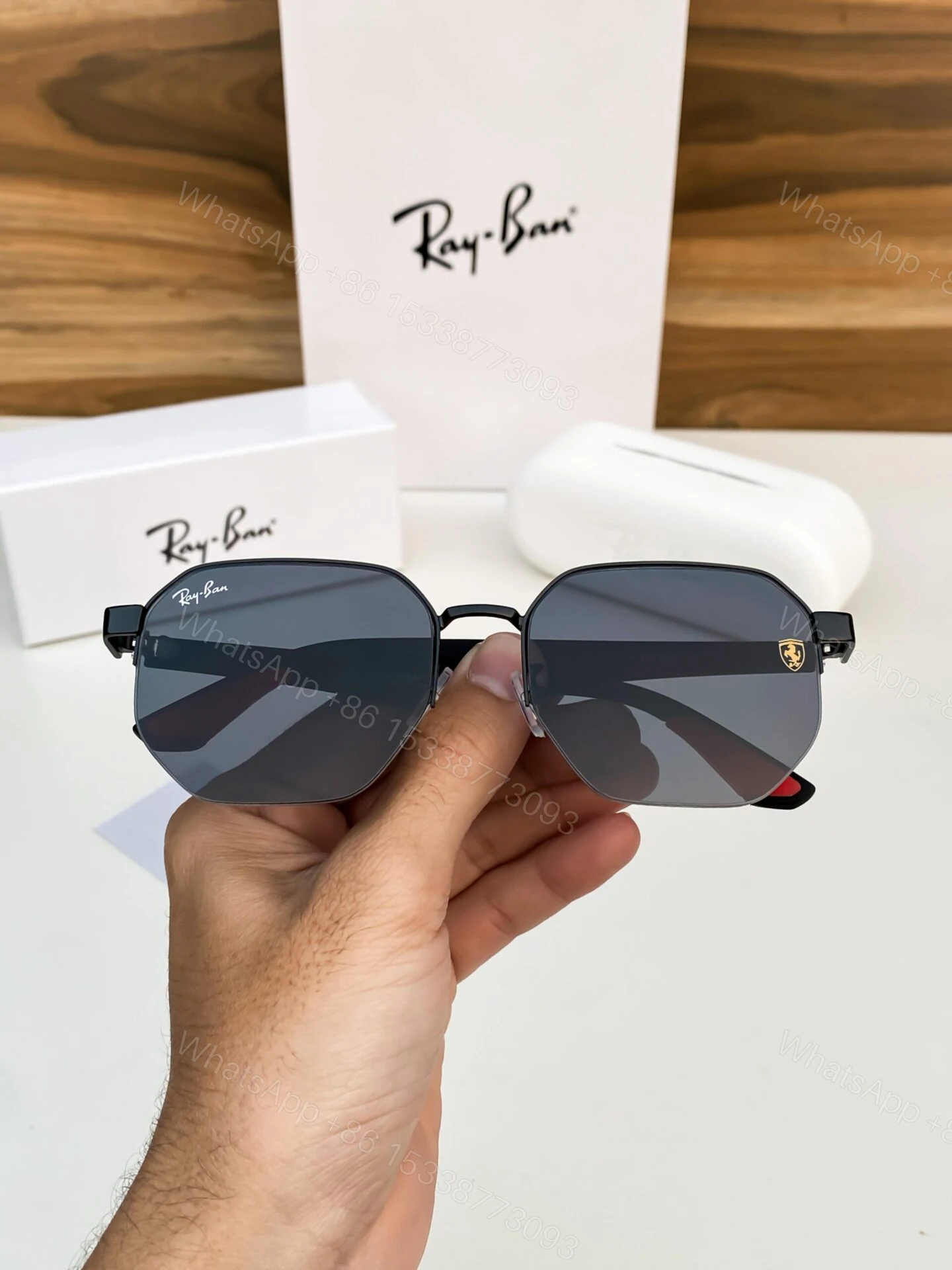 View 2 of Ray-Ban Sunglasses Black-Green Metal Frame