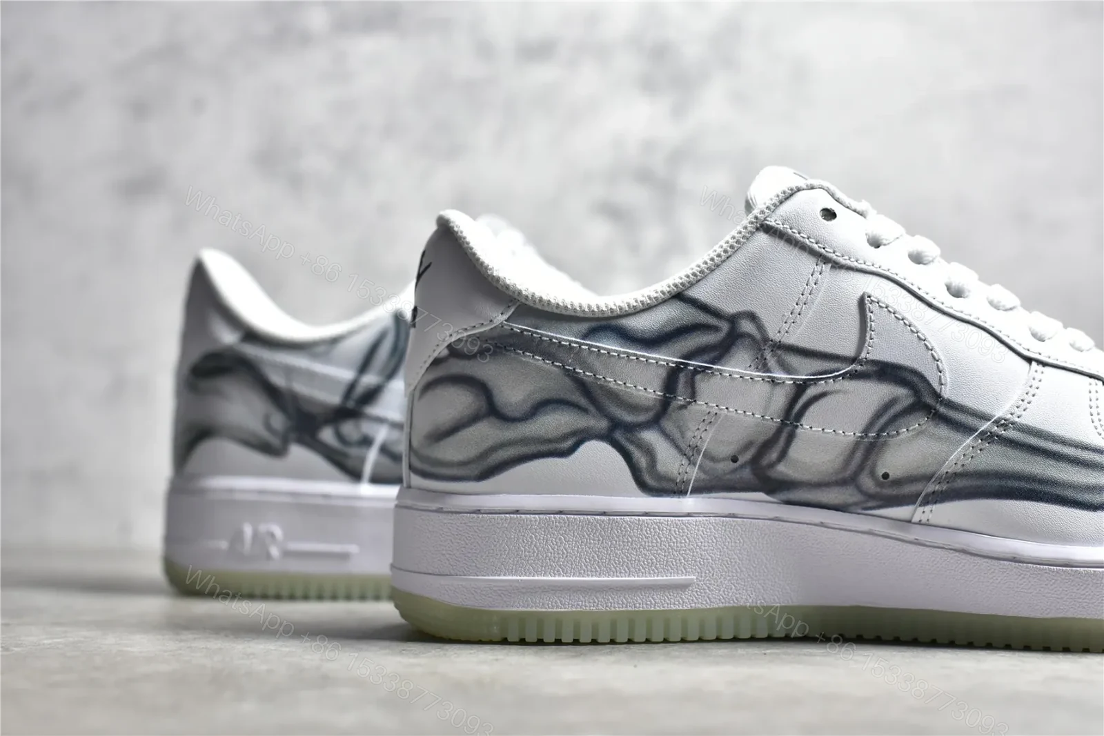 View 4 of UA Air Force 1 Low QS Skeleton White Grey Reps