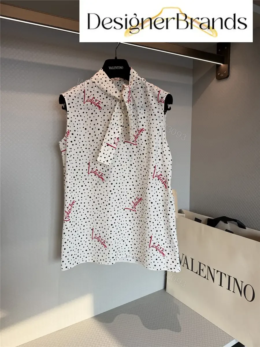 View 3 of Valentino Multicolor Silk Sleeveless Polka-Dot Shirt