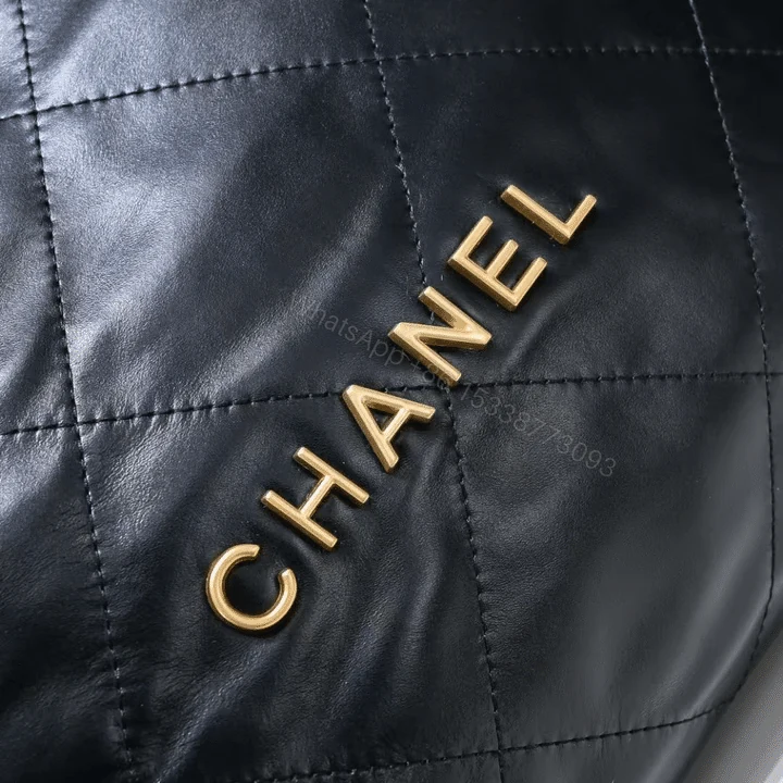 View 6 of Chanel 22 Handbag Shiny And Gold Tone Metal Black 42Cm AS3261 B19059 94305
