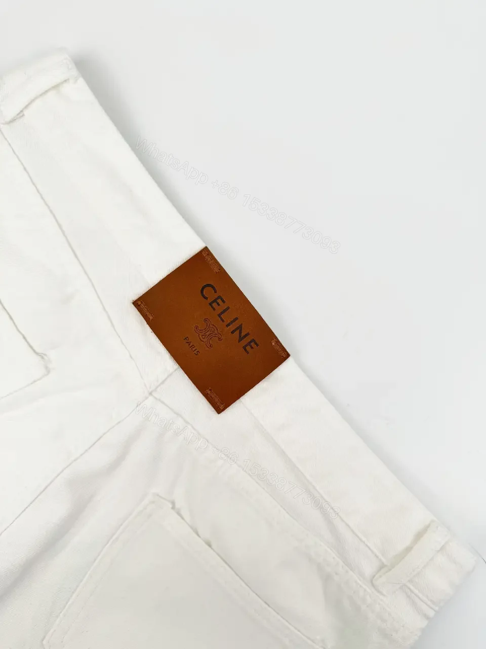 View 6 of Off-White Cream Wide-Leg High-Waist Pants with Metal Button Zip