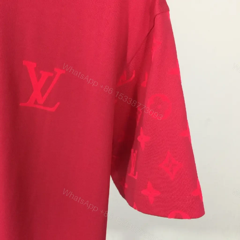 View 2 of Pink Monogram-Accent Cotton Tee: Luxe Streetwear, All-Day Comfort