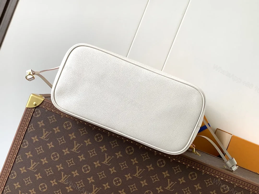 View 5 of LV NEVERFULL MM TOTE BAG 32 IN WHITE MIX PINK CALFSKIN