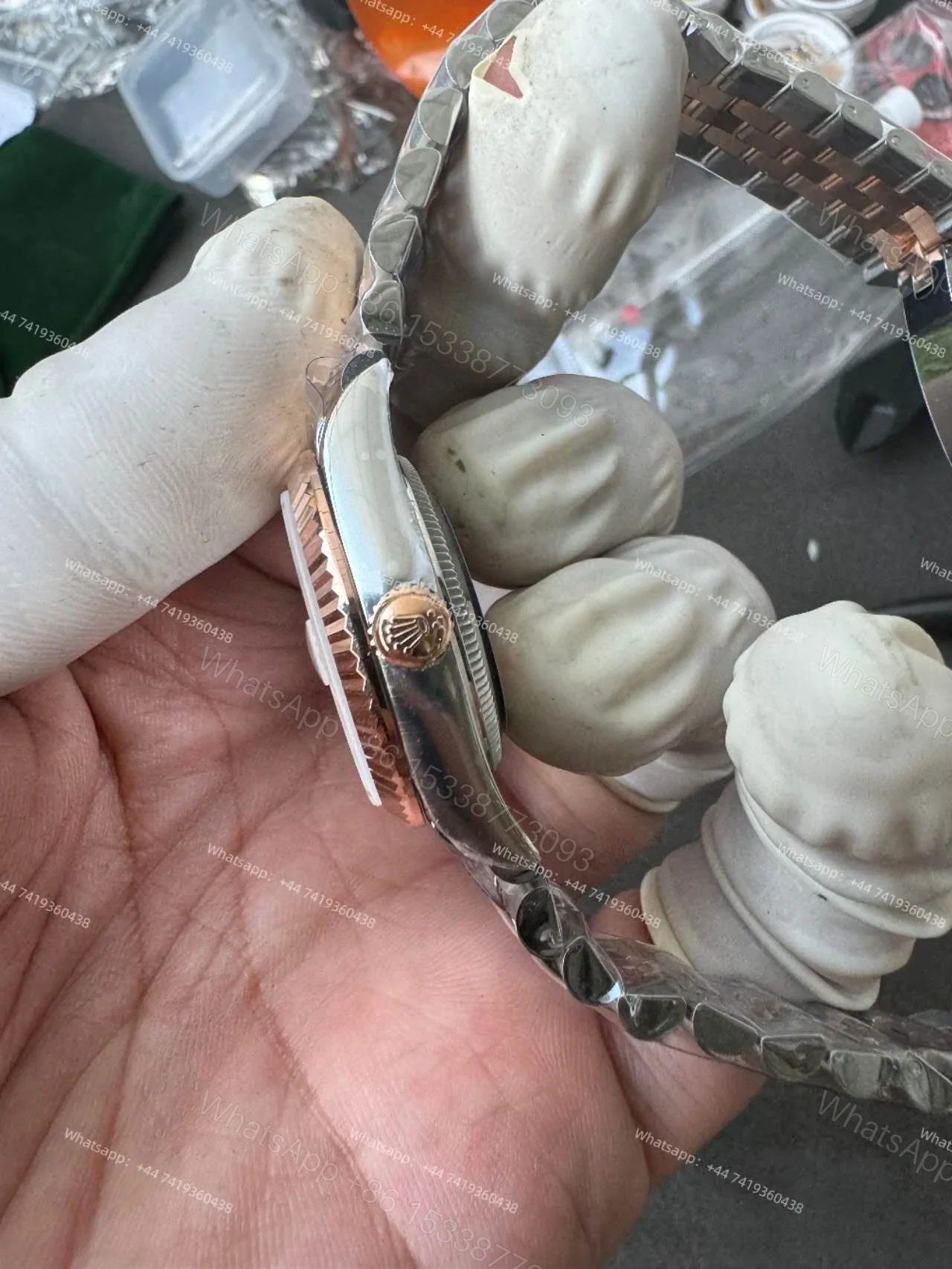 View 9 of Rolex Datejust M278271-0026 1:1 Replica Rose Gold Mother of Pearl Dial Jubilee 31MM 2236 Movement Super Clone Watch